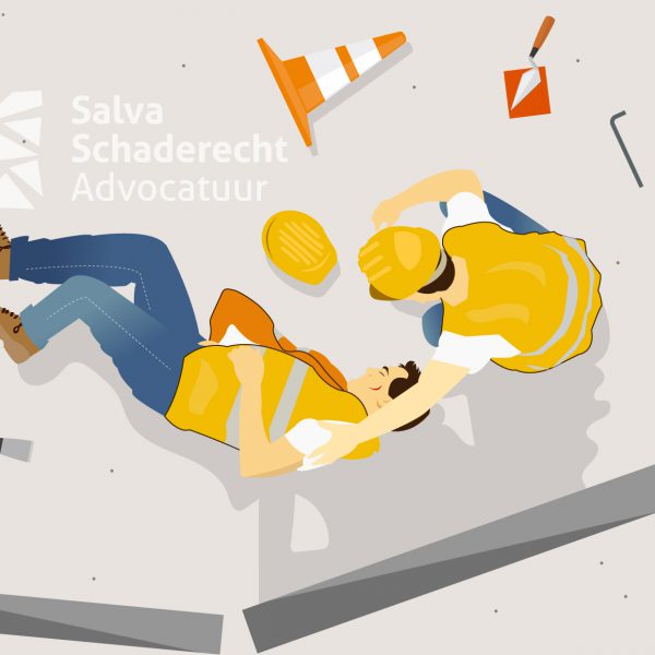 tekening van een bedrijfsongeval in de bouw