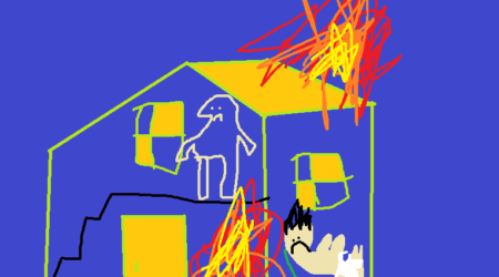 tekening van brandend huis bij blog over aansprakelijkheid brand