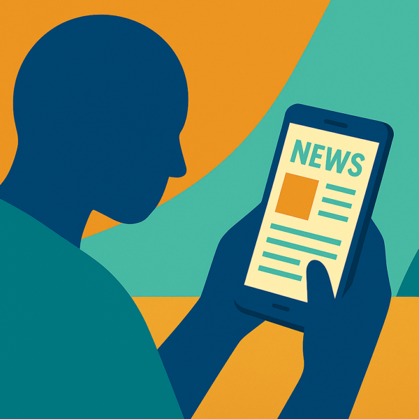 Afbeelding van iemand die nieuws leest op smartphone bij blog
