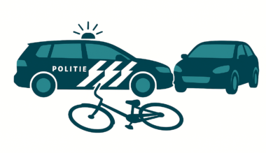 Picture of a Dutch police car and a bicacle